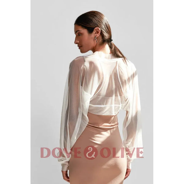 Women's See-Thru Bolero Jacket Long Sleeves Formal Special Occasion - Frimunt Clothing Co.
