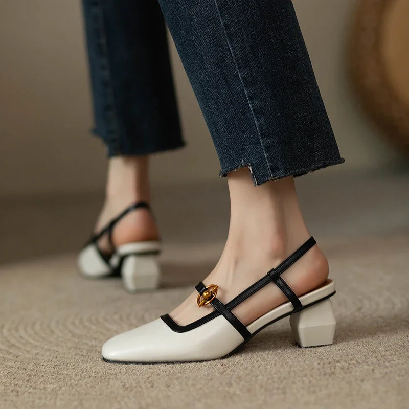 Women's Summer Elegant Duo Tone Mary Jane Shoes - Frimunt Clothing Co.