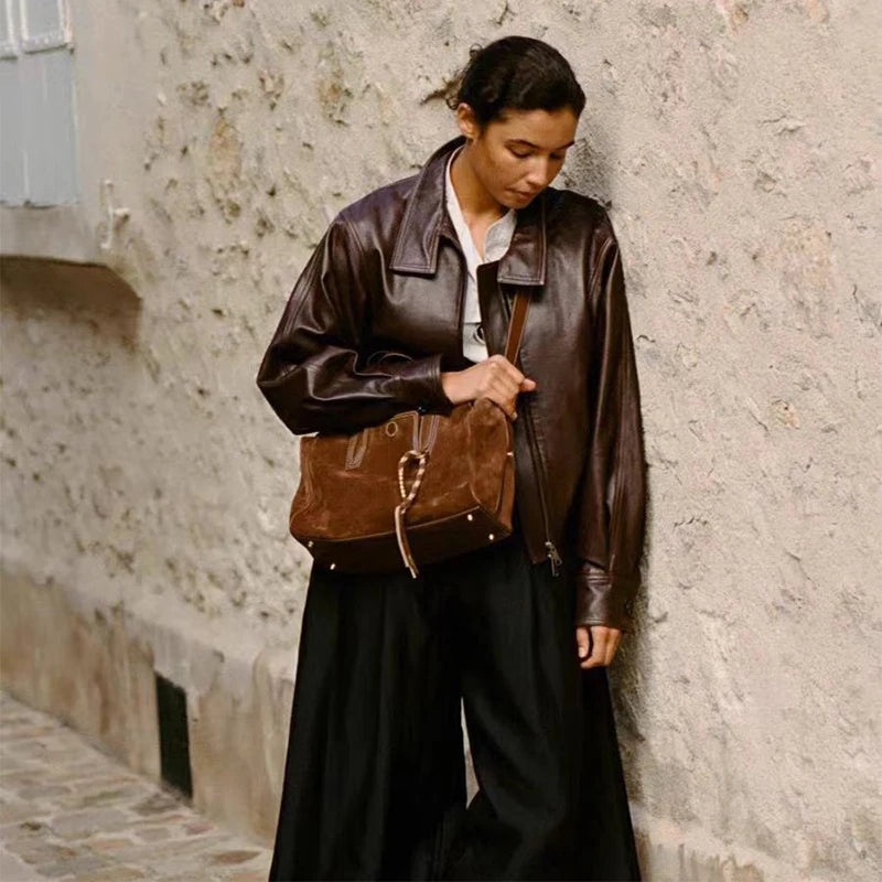 Eco Leather And Suede Boston Bag - Frimunt Clothing Co.