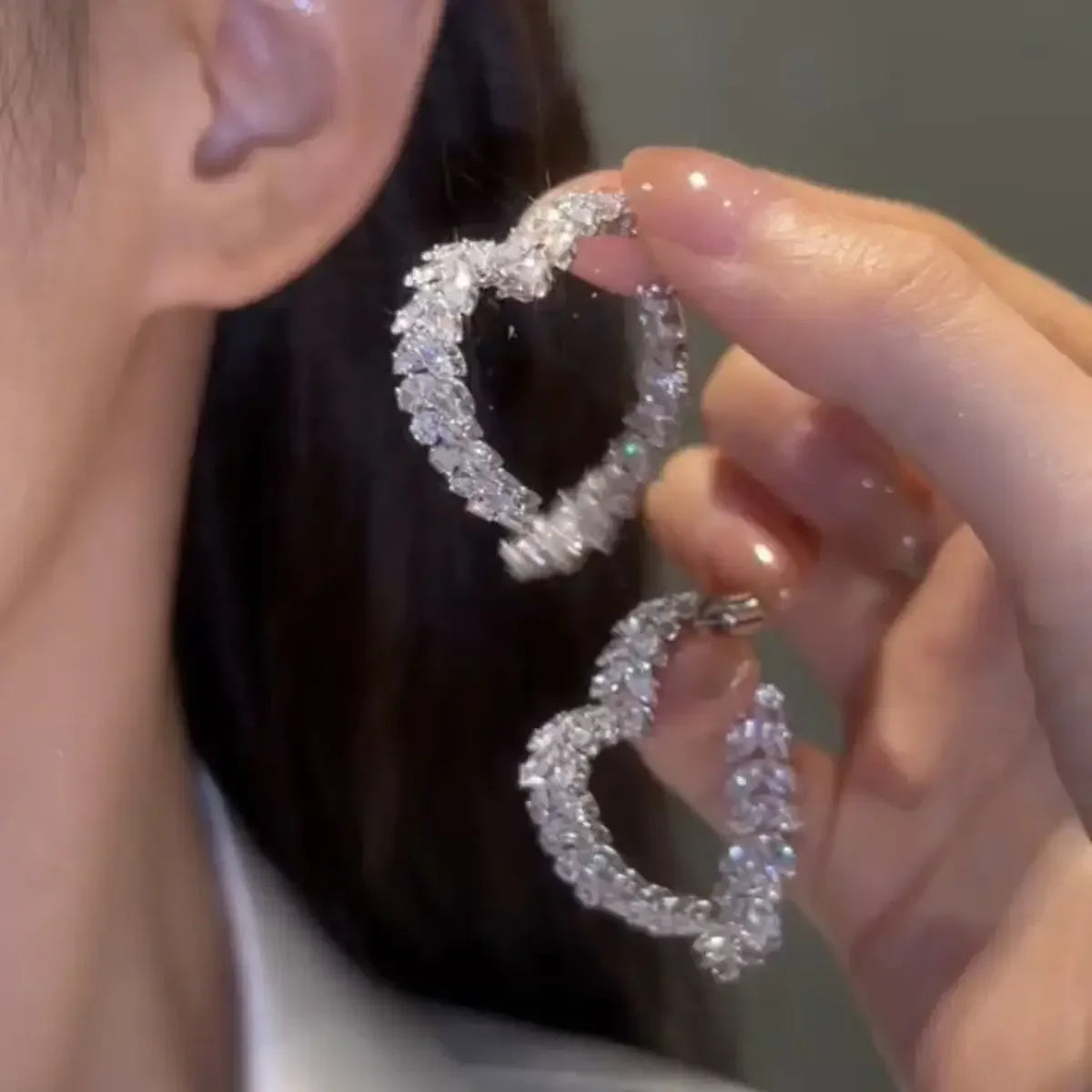 New Design Luxury Zircon Big Heart Wedding Earrings Crystal Leaves - Frimunt Clothing Co.