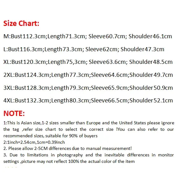 Product Size chart in cm sizes M, L, XL, 2XL, 3XL, 4XL on a white background with lower note requesting to order according to chart not by usual sizes.