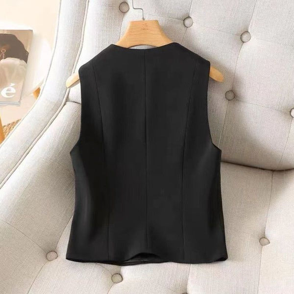 Women's Autumn Classic Basic Vest Fit Style Khaki Or Black - Frimunt Clothing Co.