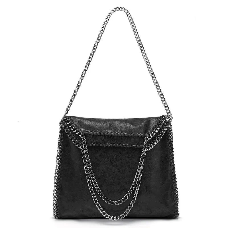 Women's Large Capacity Folding Retro Style Tote Bag Single Shoulder Crossbody Chain