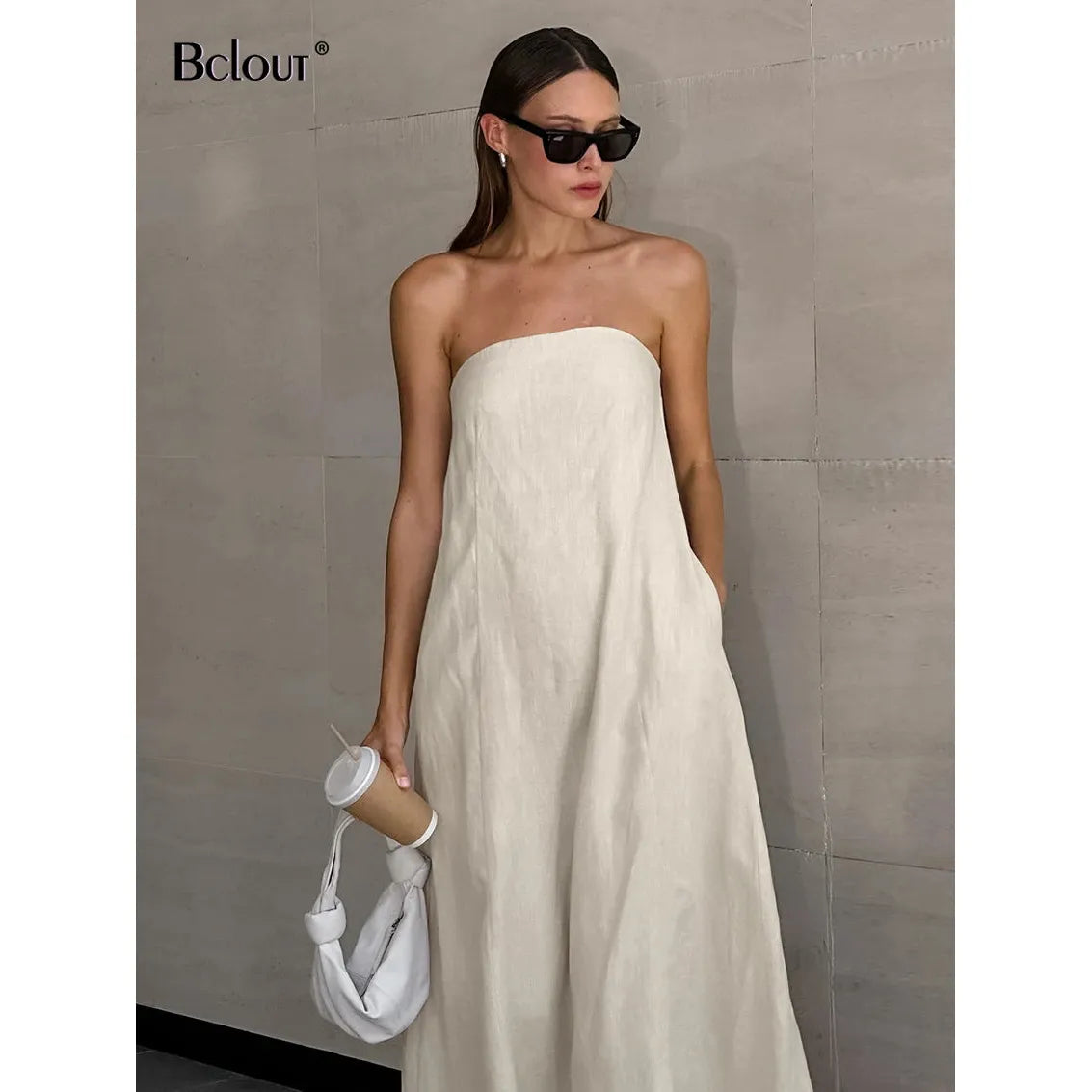 Linen A-Line Women's Strapless Maxi Summer Dress Frimunt Clothing Co. Linen A-Line Women's Strapless Maxi Summer Dress Frimunt Clothing Co.