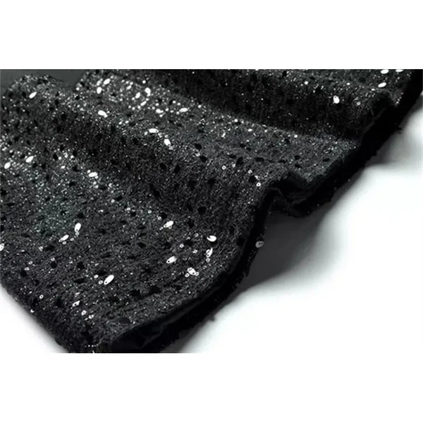 Women's Woolen Thick Coat Removable Fur Collar Strap Waist Glitter Splicing Long Coat