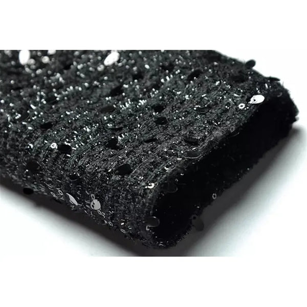 Women's Woolen Thick Coat Removable Fur Collar Strap Waist Glitter Splicing Long Coat