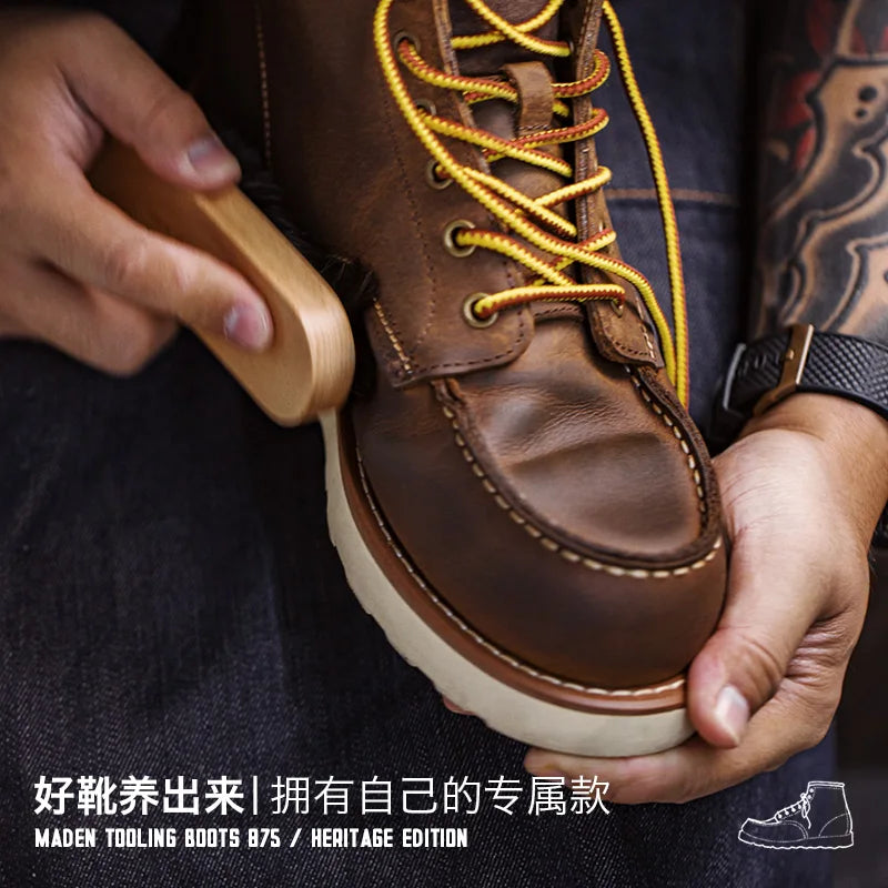 Maden Vintage 875 Men's Ankle Boots Durable Leather High-top Winter Boots - Frimunt Clothing Co.