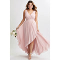 Plus Size Light Pink Chiffon Wrap Sleeveless Maxi Dress - Frimunt Clothing Co.