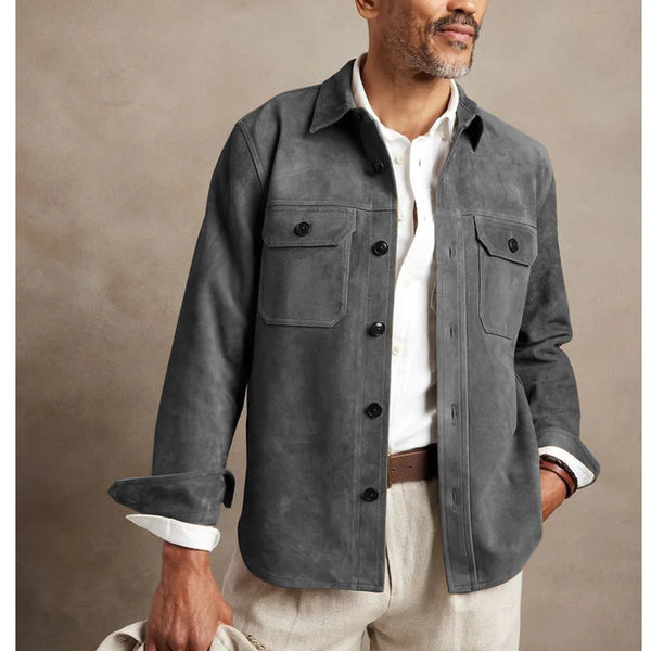 Men's Faux Suede Casual Single-breasted Jacket - Frimunt Clothing Co.