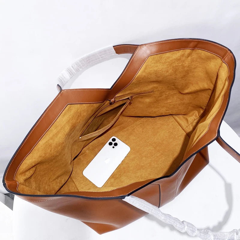 Oversize Leather Tote Bags For Women Luxury Designer Inspired Handbag Free Custom Initials