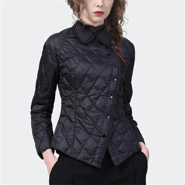 Women's Short Lace Doll Collar Cotton-padded Jacket - Frimunt Clothing Co.