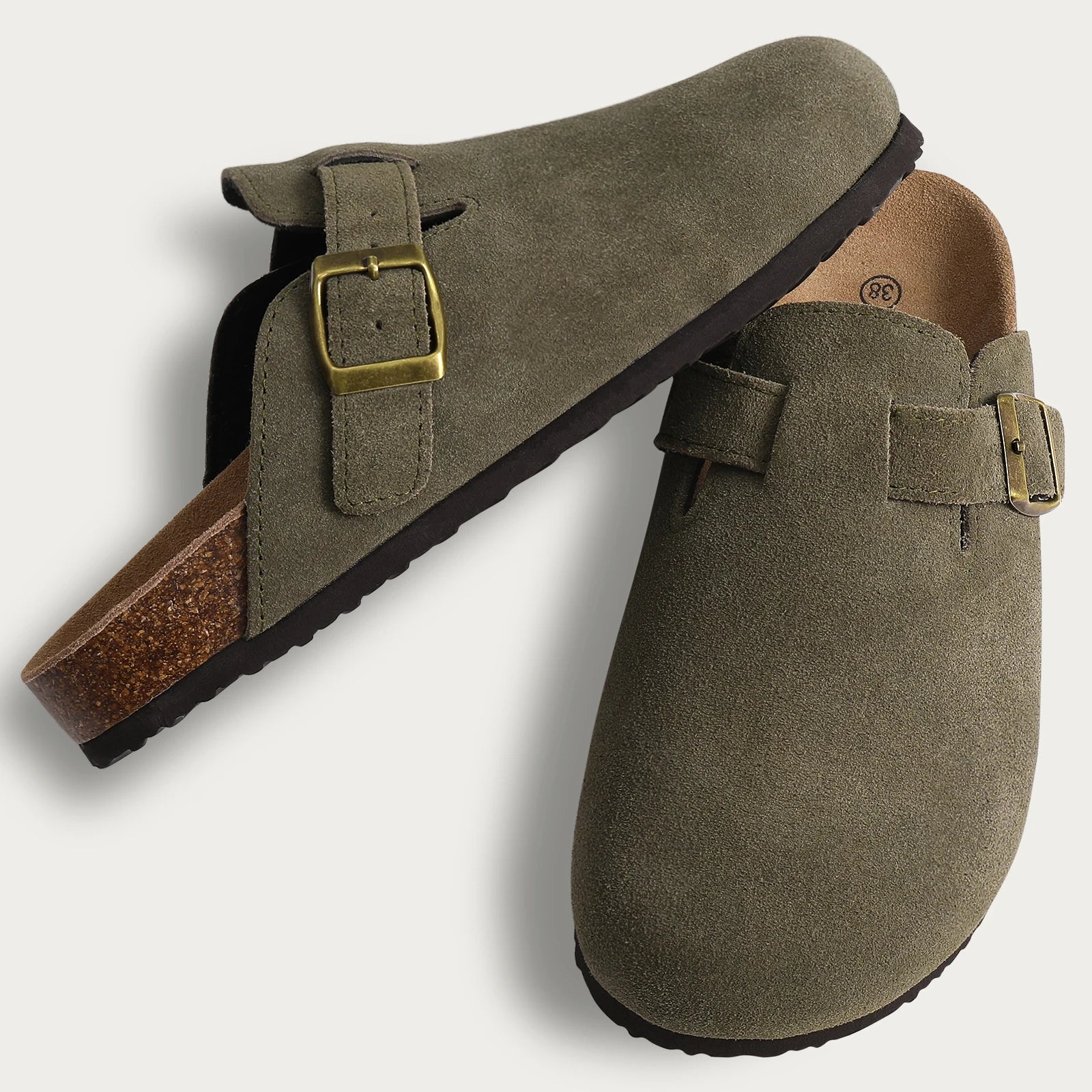 Women's Suede Clogs Cork Insole Mules Slippers With Arch Support - Frimunt Clothing Co.