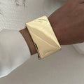 Chunky Wide Embrace Bracelet Bangle Stainless Steel Gold Color - Frimunt Clothing Co.