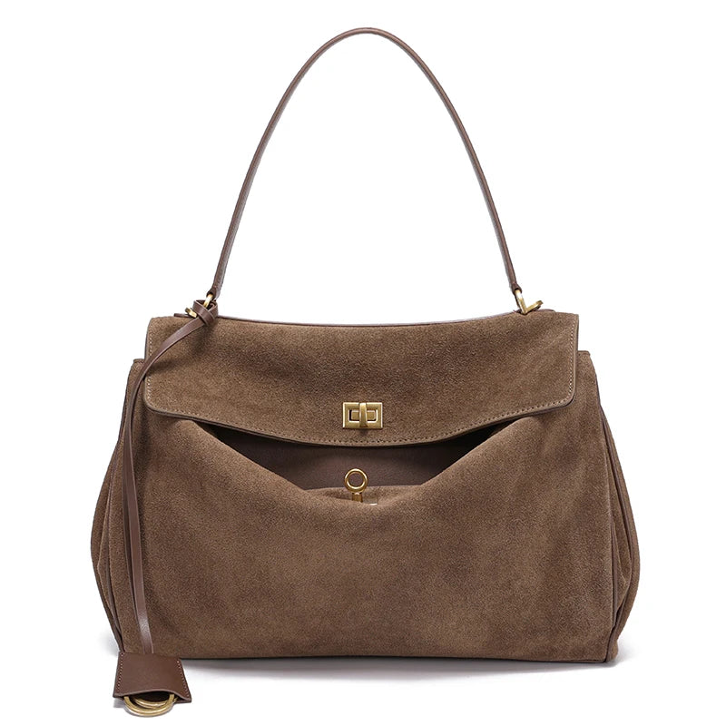 Women's Large Capacity Genuine Leather Soft Suede Bag