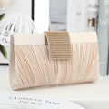 Pleated Satin And Rhinestones Evening Bag Light Party Clutch - Frimunt Clothing Co.