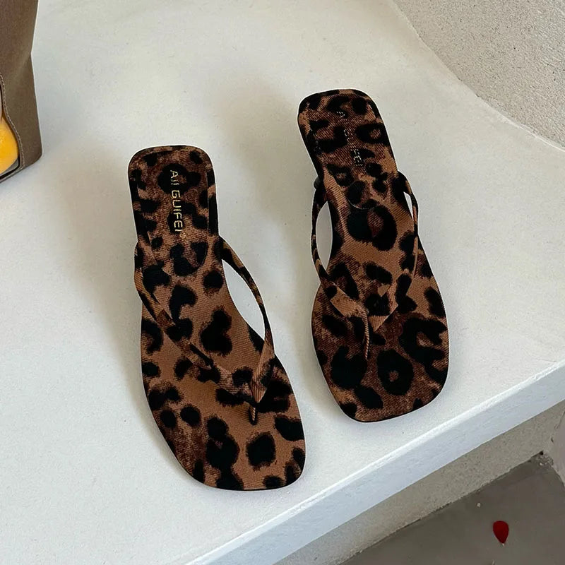 Women's 4CM Heels Thong Sandals Summer Casual