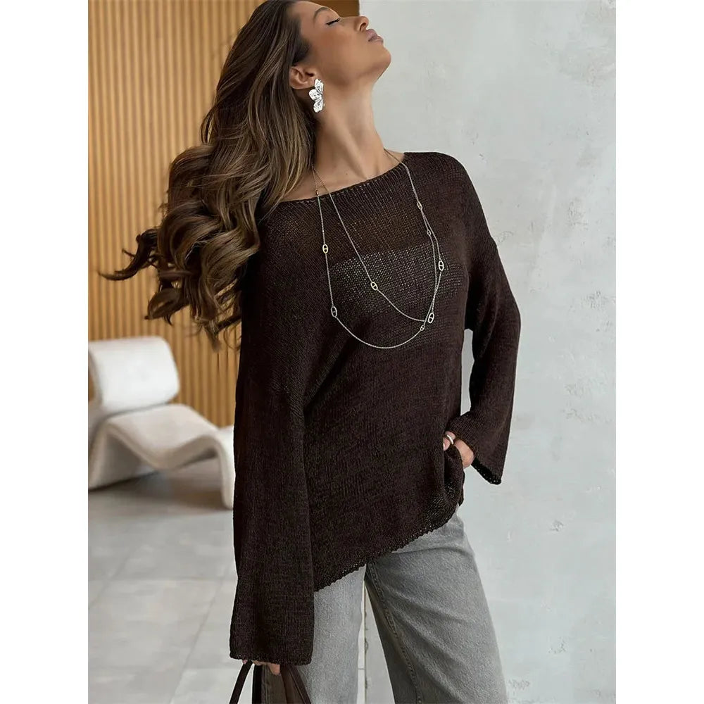 Long Sleeve Spring Knit Loose Pullover Sweater - Frimunt Clothing Co.