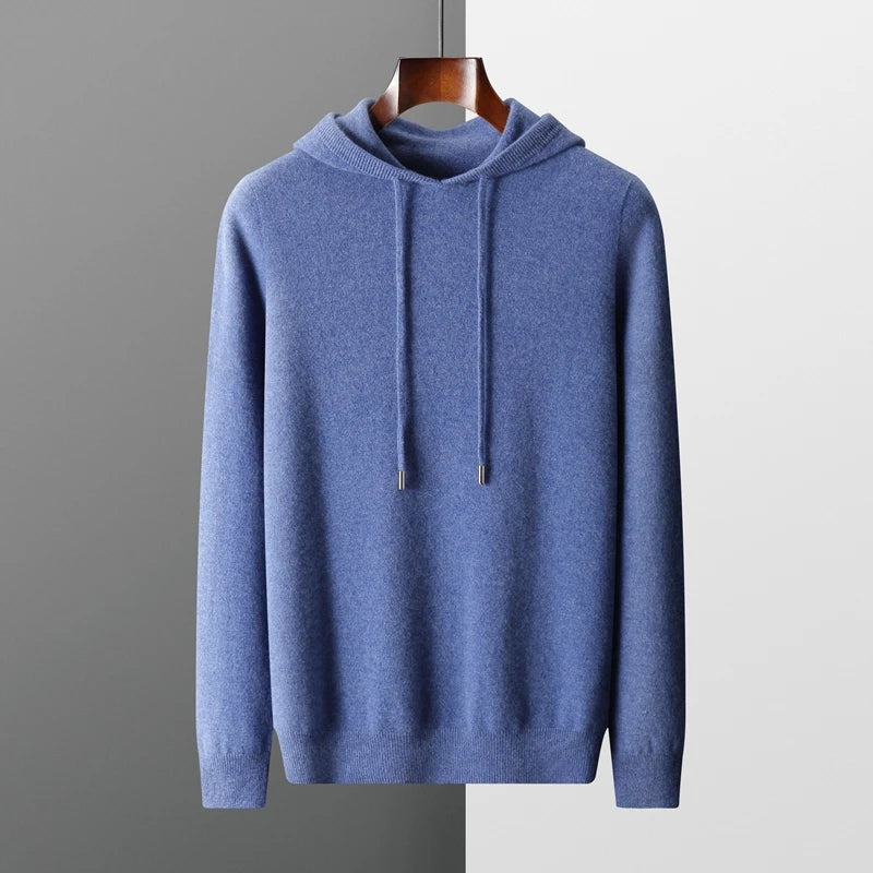 Men's 100% Merino Wool Hooded Knitted Pullover Sweater - Frimunt Clothing Co.
