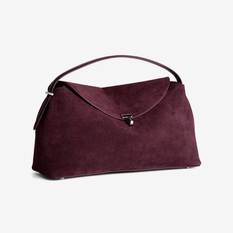 Women's T Lock Handbag Natural Suede Leather