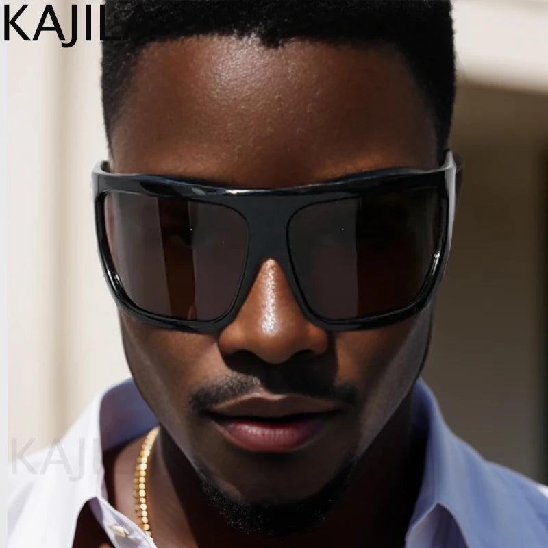 Oversized Shield Sunglasses Men Women New Luxury Brand Designer Y2K UV400 - Frimunt Clothing Co.