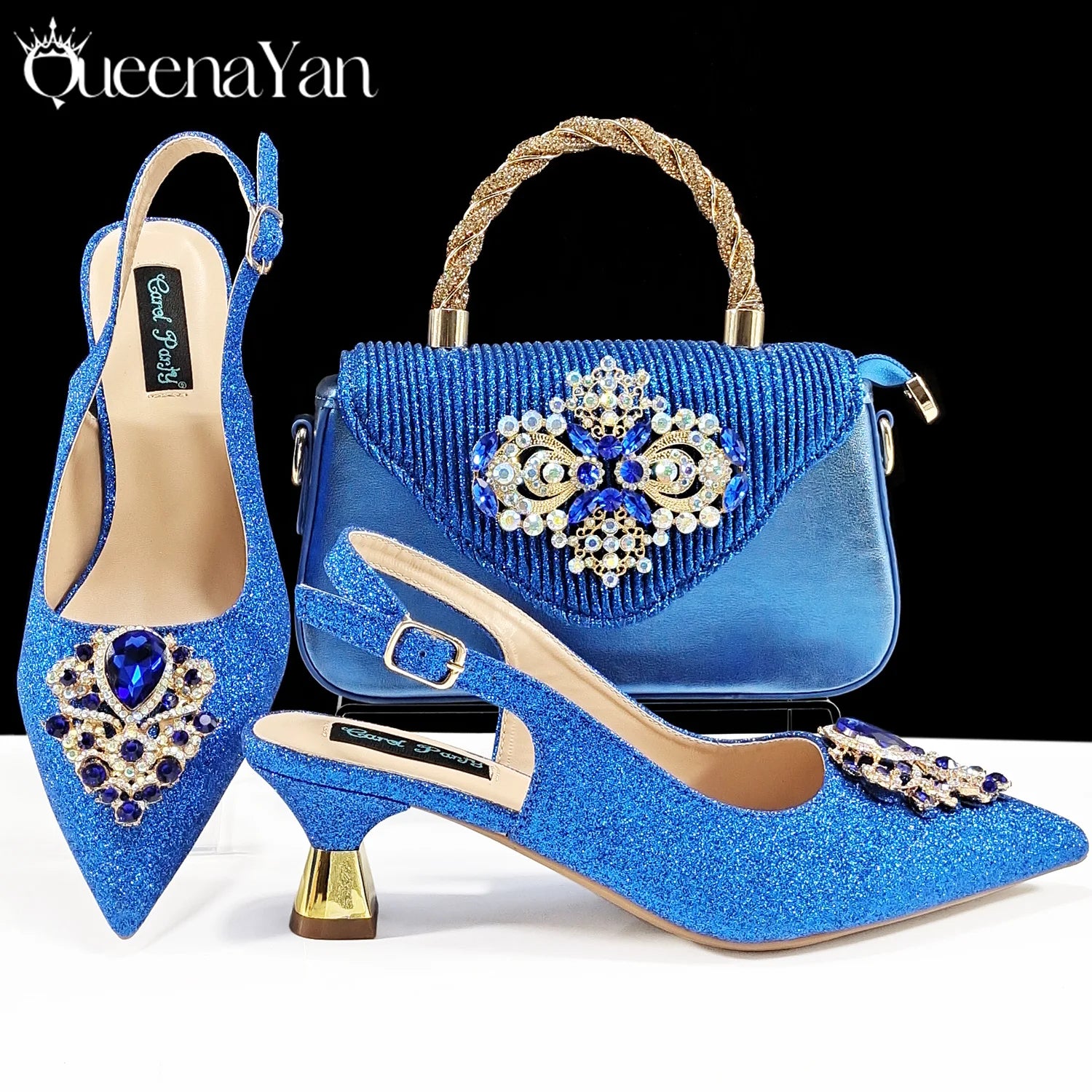 Women's Pointed-Toe Luxury Style High Heels Slingback Shoes With Bag Set - Frimunt Clothing Co.