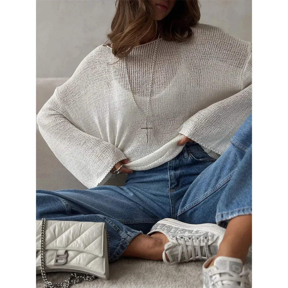 Long Sleeve Spring Knit Loose Pullover Sweater - Frimunt Clothing Co.