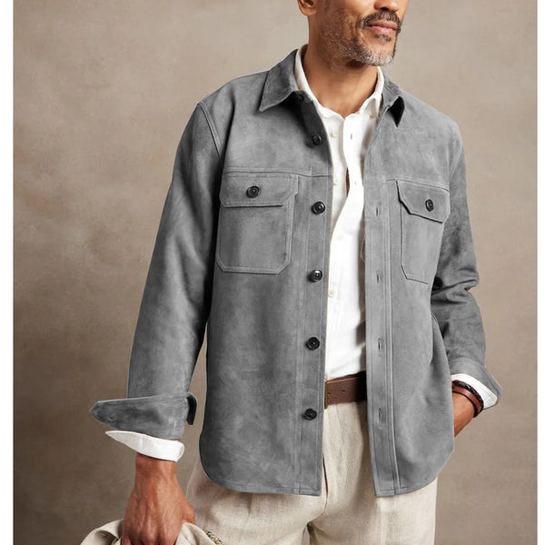 Men's Faux Suede Casual Single-breasted Jacket - Frimunt Clothing Co.