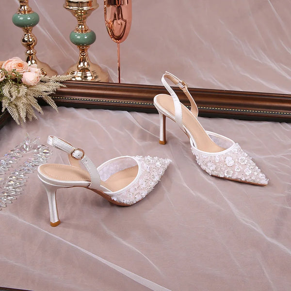 Retro Style Women's Lace Pumps High Heels