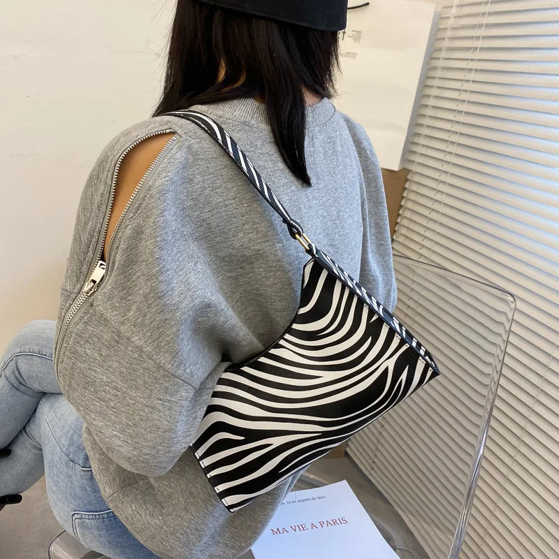 Fashion Zebra Print Women Luxury Handbag Eco Leather