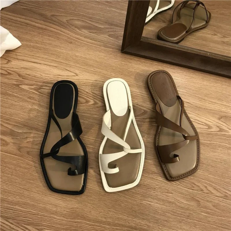 Clip Toe Flat Casual Non-slip Eco Leather Women's Summer Sandals - Frimunt Clothing Co.
