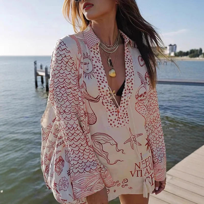 Women's Spring Two Piece Outfits V Lace-up Top & Shorts - Frimunt Clothing Co.