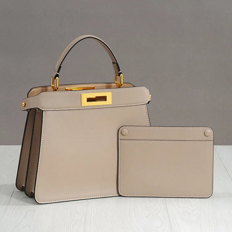 New Women's Leather Handbag Single Lock Shoulder Crossbody Bag - Frimunt Clothing Co.