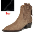 Women's Pointed Toe Zippered Western Genuine Cow Suede Cowboy Boots - Frimunt Clothing Co.