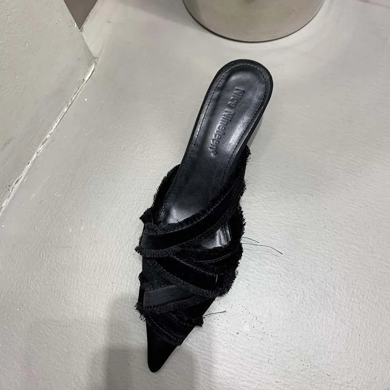 Women's Pointed Toe Kitten Heels Mules Spring Summer Fashion - Frimunt Clothing Co.