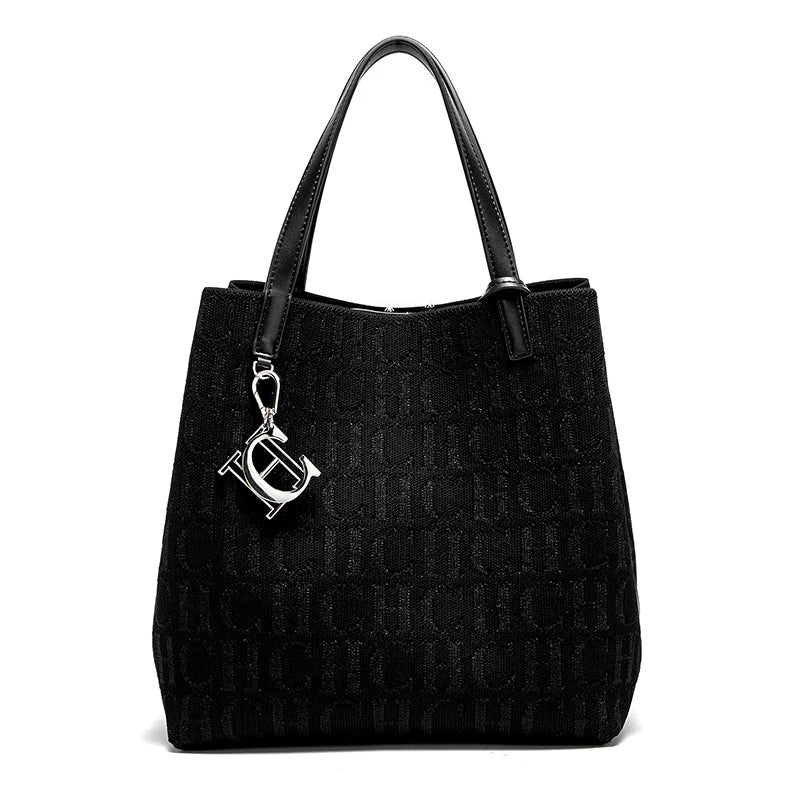 Bolso de mano para mujer, de lona texturizada, de gran capacidad, inspirado en el diseñador.