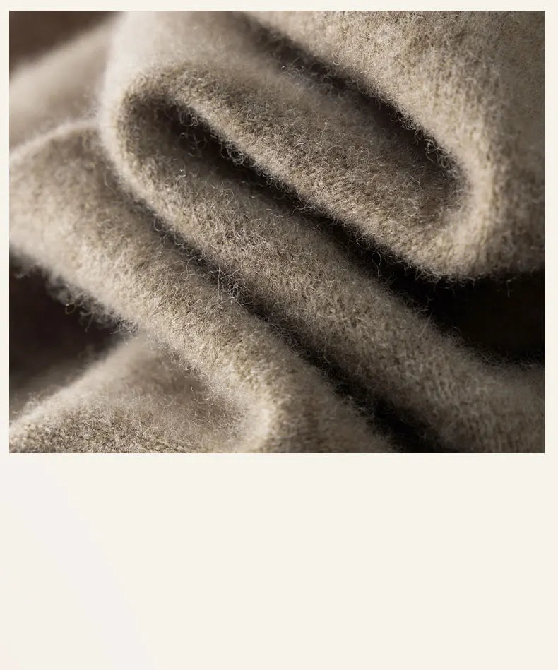 Women's Pure Warm Wool Knit Casual High-Waist Loose Hemmed Wide-Leg Fall-Winter Pants