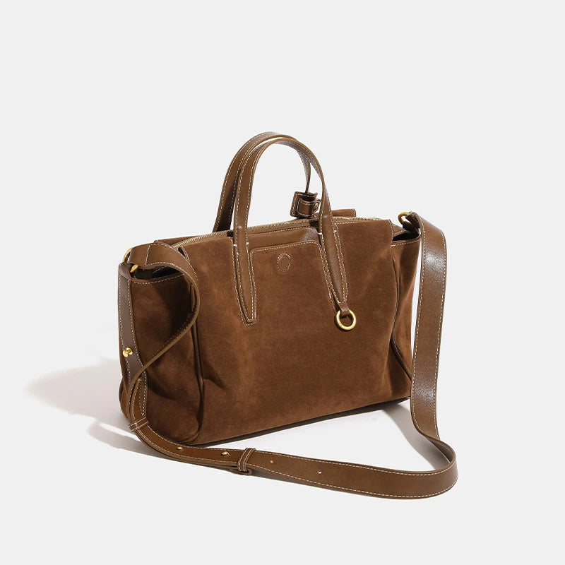 Eco Leather And Suede Boston Bag - Frimunt Clothing Co.