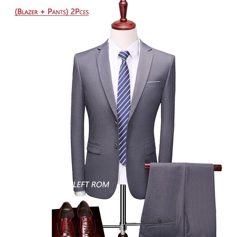 High-end Brand Formal Business Mens Suit Three-piece Groom Wedding Dress Suit 13 Solid Colors - Frimunt Clothing Co.