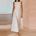 Women's White Lace Embroidery Sleeveless Dress - Frimunt Clothing Co.