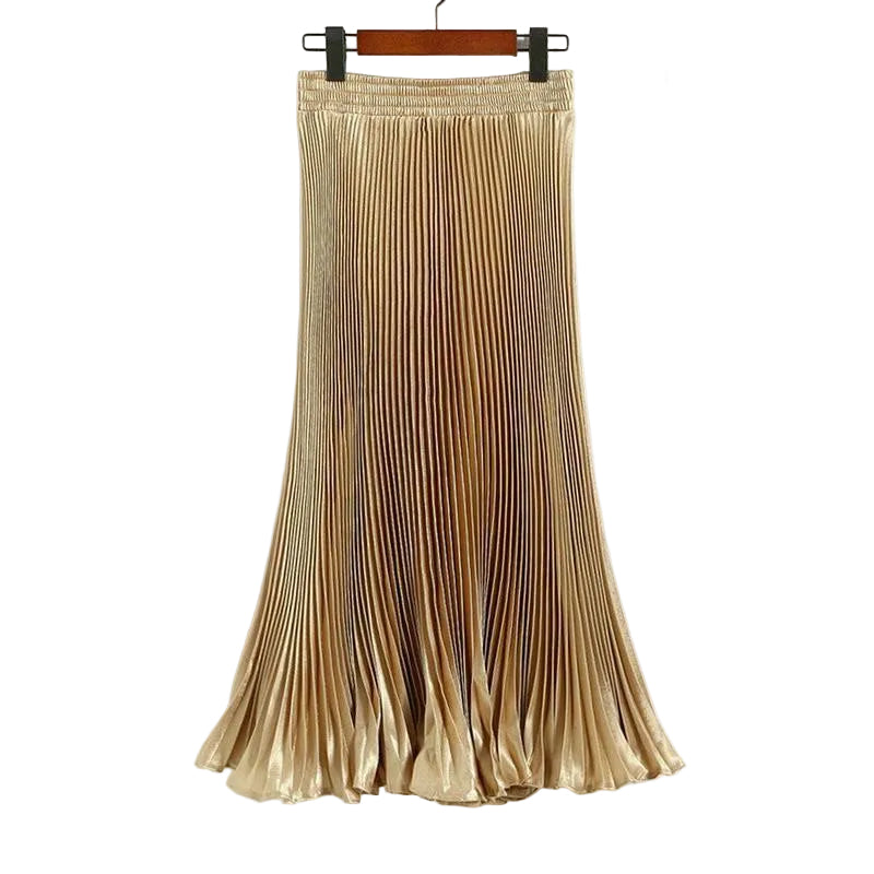 Elegant Long Pleated Bright Satin Skirts - Frimunt Clothing Co.