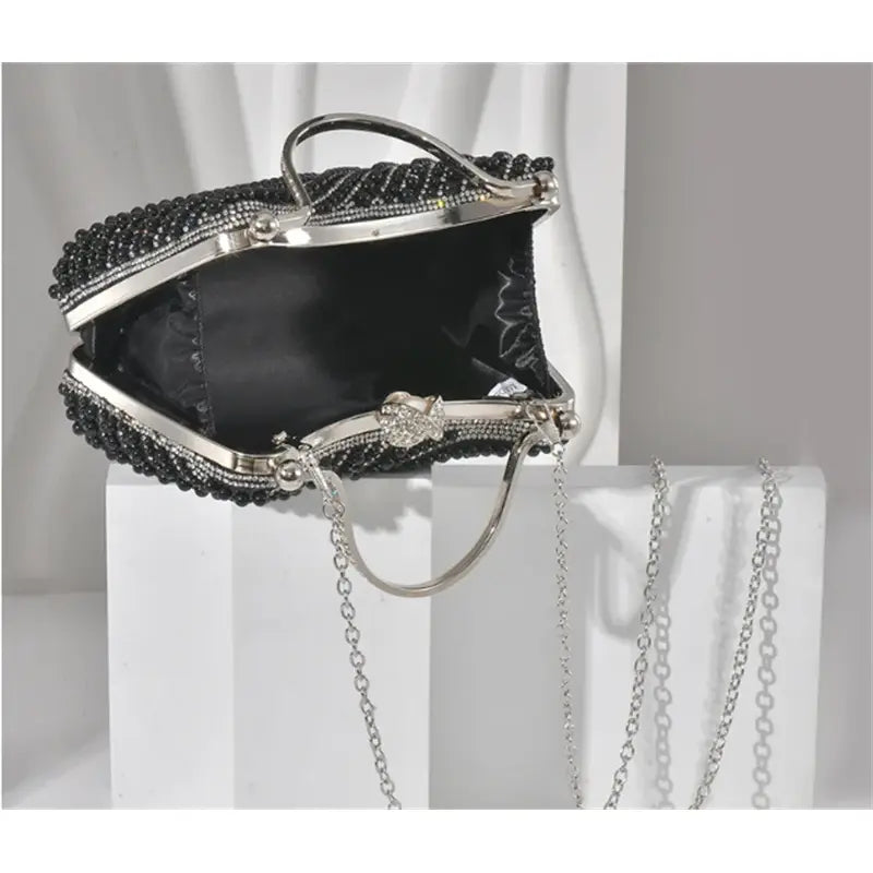 Full Side Pearl Evening Bags Luxury Diamond Clutch Purse Party Formal Event 3 Colors - Frimunt Clothing Co.