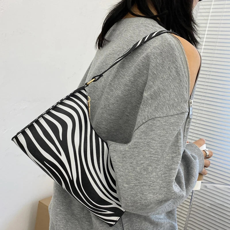 Fashion Zebra Print Women Luxury Handbag Eco Leather
