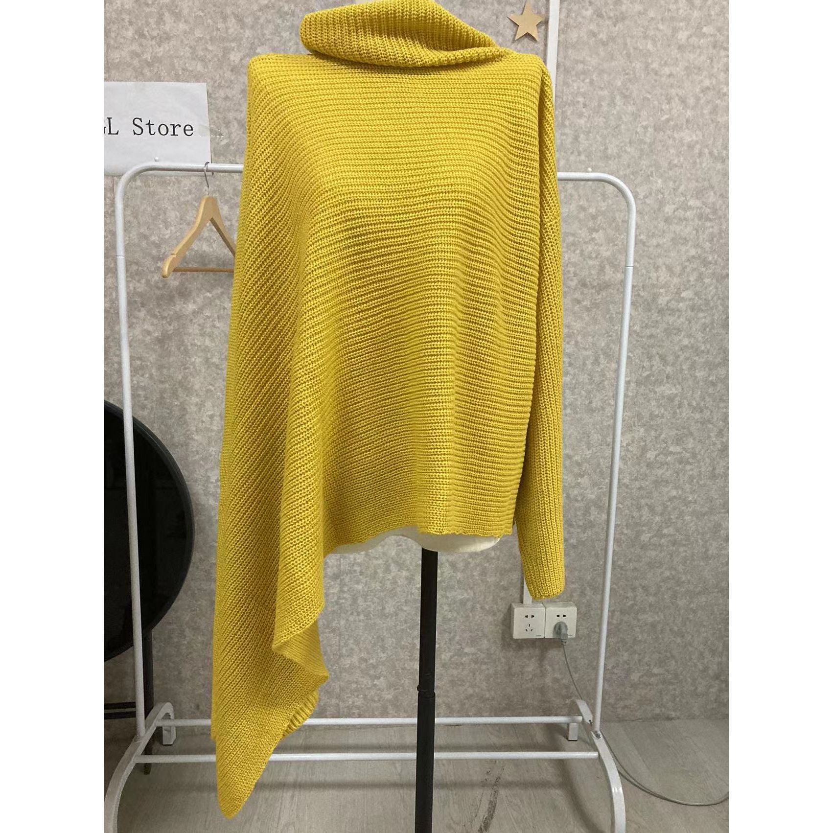 Women's Asymmetric Sweater For Women Turtleneck Long Sleeve Side Split Knitwear - Frimunt Clothing Co.