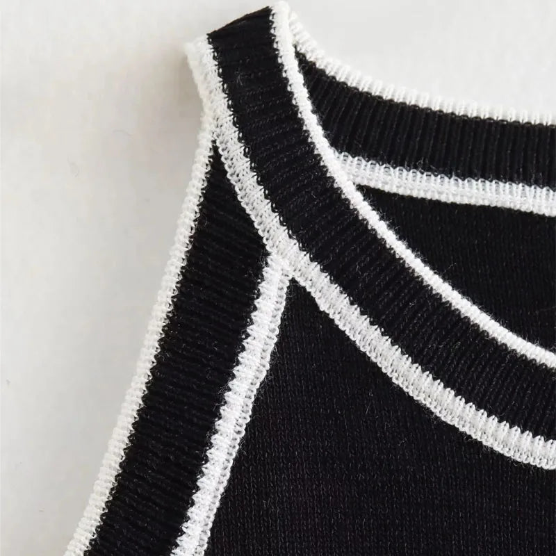 Women's Sleeveless Knit Fabric Black & White Tank Tops - Frimunt Clothing Co.