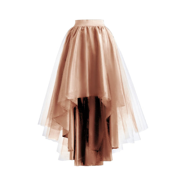 MisShow Women’s Tulle Tutu Maxi Skirt Elastic Waist High Low Mesh Net Party Prom Cocktail Long Skirt