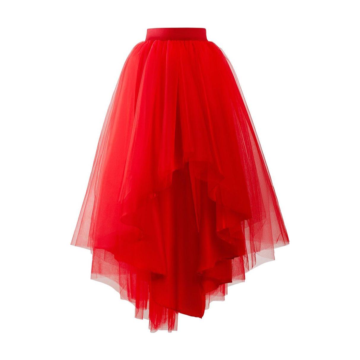 MisShow Women’s Tulle Tutu Maxi Skirt Elastic Waist High Low Mesh Net Party Prom Cocktail Long Skirt - Frimunt Clothing Co.