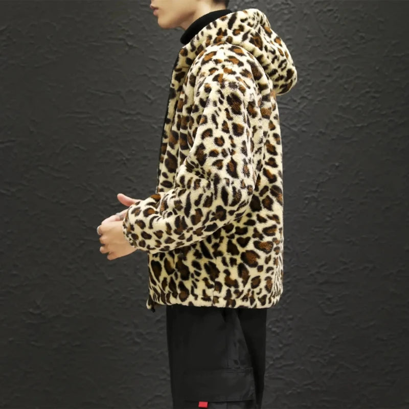 Autumn Winter Fashion Leopard Print Men's Zipper Hooded Casual Jacket - Frimunt Clothing Co.