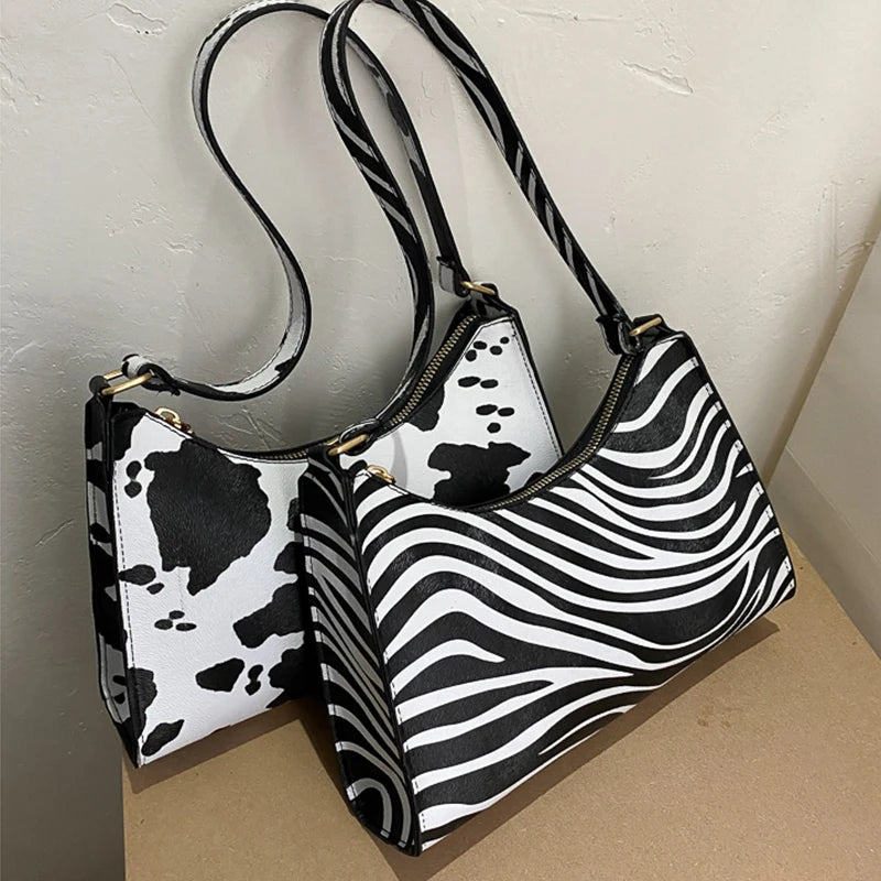 Fashion Zebra Print Women Luxury Handbag Eco Leather