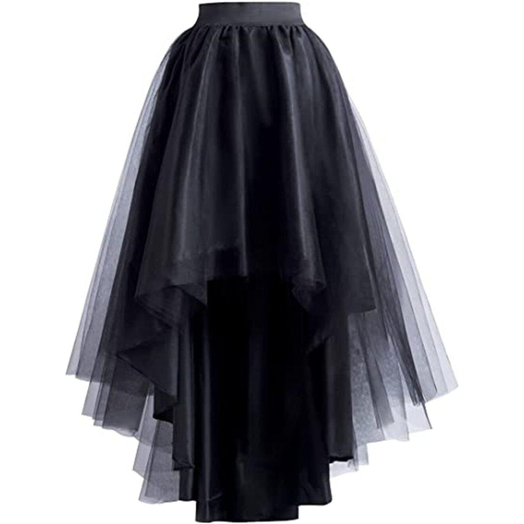MisShow Women’s Tulle Tutu Maxi Skirt Elastic Waist High Low Mesh Net Party Prom Cocktail Long Skirt - Frimunt Clothing Co.