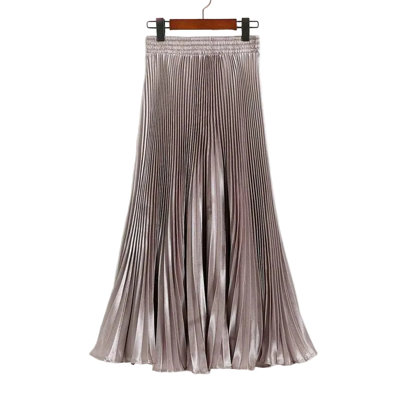 Elegant Long Pleated Bright Satin Skirts - Frimunt Clothing Co.